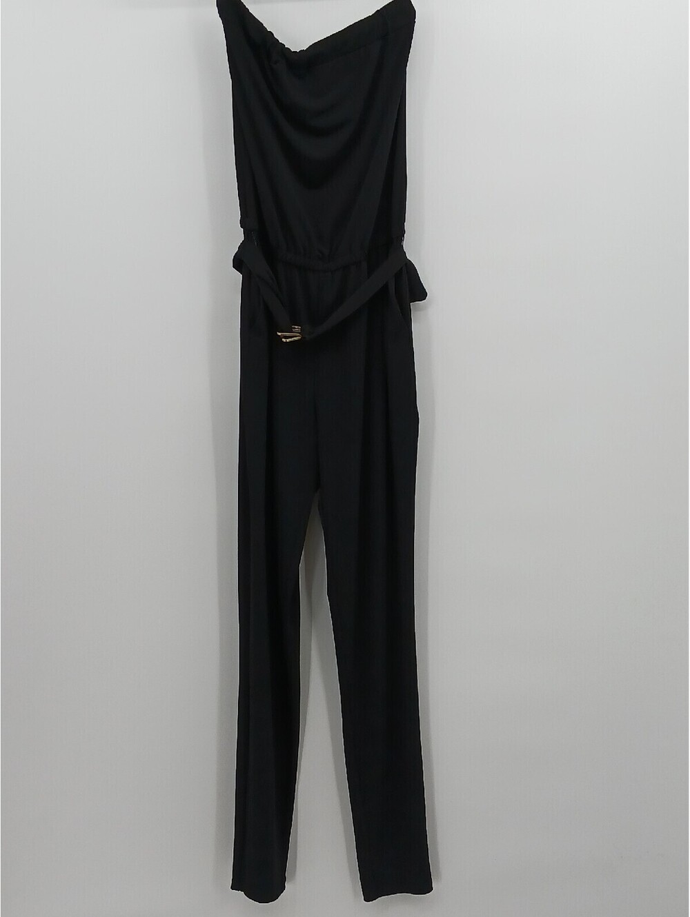 Michael Kors Women's Romper Small Black Gold Strapless Pants Belt NEW NWT